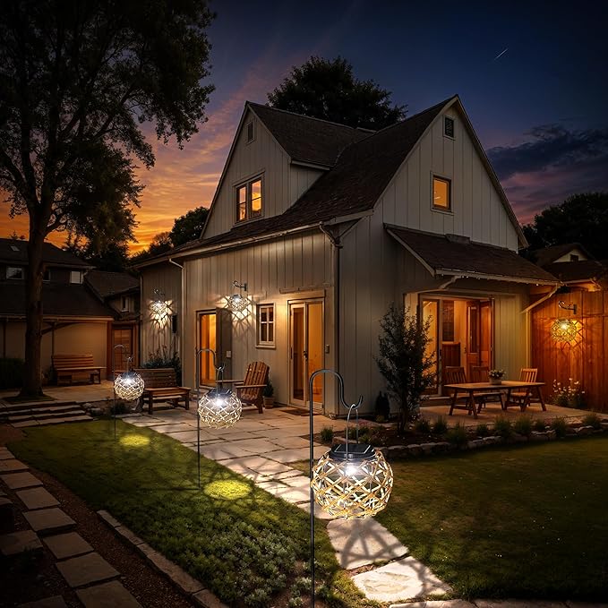 JSOT Solar Hanging Lights - Outdoor Lanterns Solar Light for Outside Hanging Lanterns Decorative Gifts for Women Front Porch Patio Yard Garden Tree Warm White 1 Pack