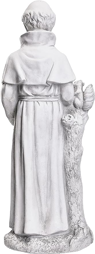 TOETOL St Francis Garden Statues 31 Inch Saint Francis of Assisi Catholic Christian Yard Decor Lawn Garden Patio Outdoor Sculptures Magnesium Oxide Stone Grey Garden Art Decorations
