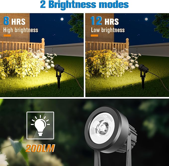 APONUO Solar Spot Lights Outdoor 4-in-1 Solar Landscape Lights Dusk to Dawn Solar Uplights IP65 Waterproof 9.8ft Cable Outdoor Spot Lights for Yard Pathway Garden Tree Decoration (Warm White)