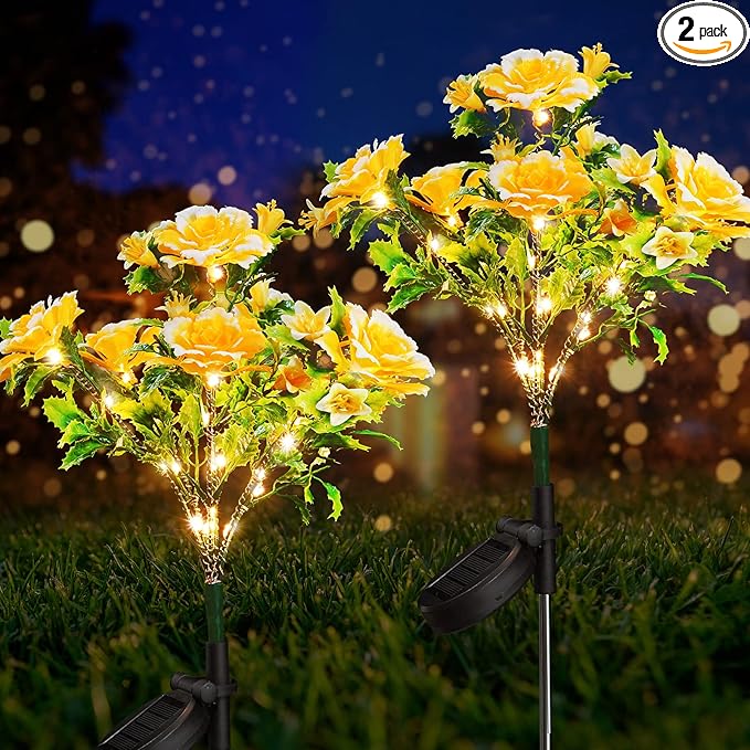 Neporal Solar Lights - Outdoor Decorative Garden Lights with Carnation Flower, Waterproof IP65, Perfect for Outdoor Decorations - Gardening Gifts for Women