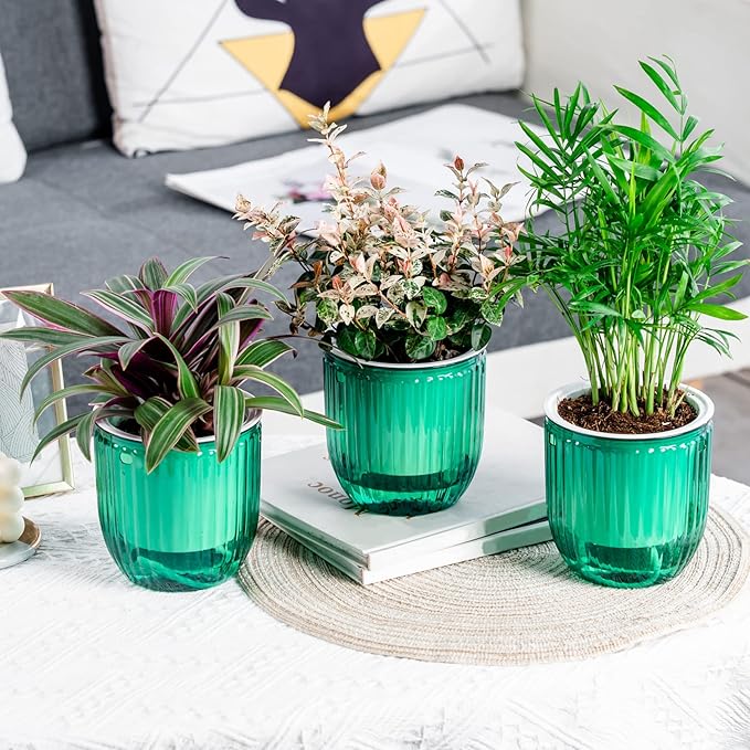 4.5 Inch 2 Pcs Self Watering Hanging Planter Indoor Plant Pots Drainage Holes, Outdoor Small Hanging Planters Flower Pot Basket, Visible Water Level, Plant Hanger Home Decor, Gardening