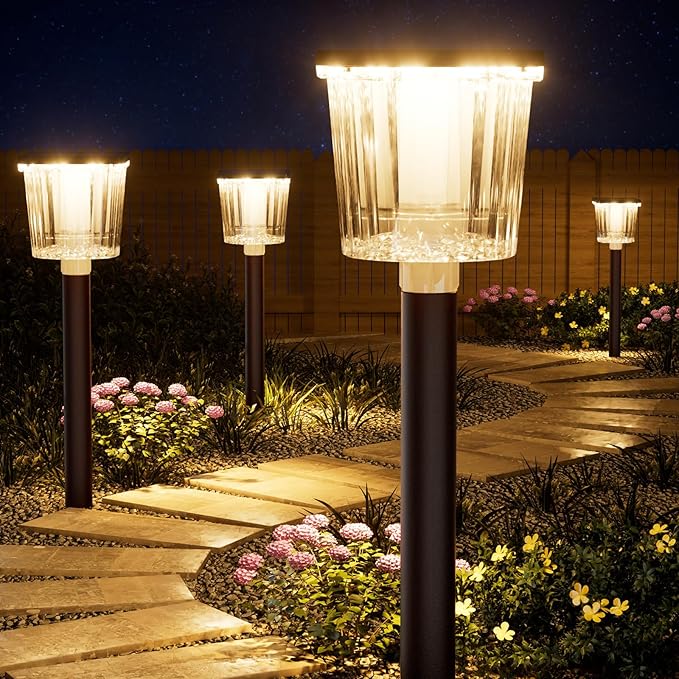 Super Bright Solar Pathway Lights Outdoor Powered,Adjustable Warm&Cool White,Waterproof IP65 Garden Decor Landscape Lighting Outside for Yard/Patio/Walkway/Driveway/Landscape (Cocoa Brown, 6 Pack)