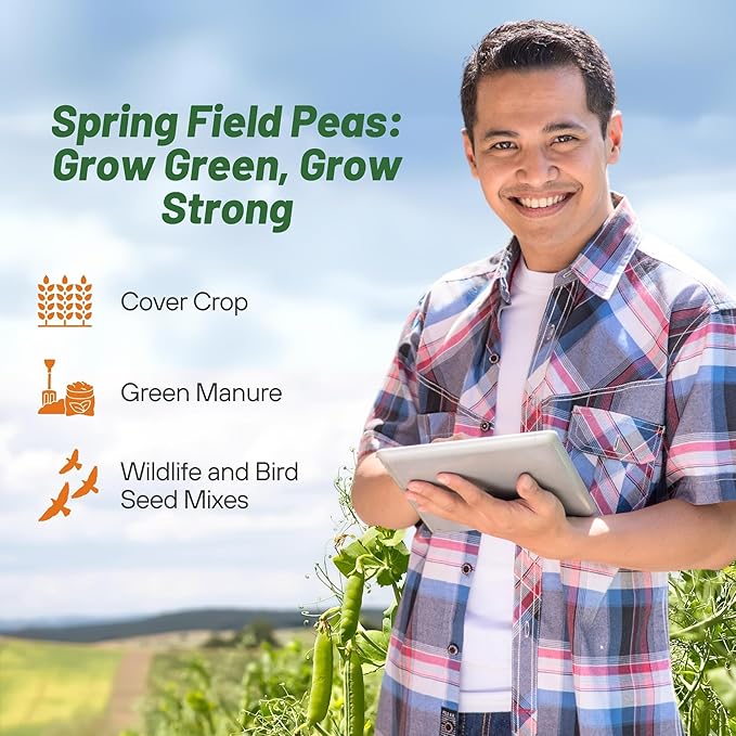 Outsidepride Dundale Spring Field Peas Seeds - 5 lbs. Annual, High-Protein Legume & Cover Crop Seeds for Forage, Food Plot, Gardens & Pastures - Ideal for Improving Soil Health, & Erosion Control