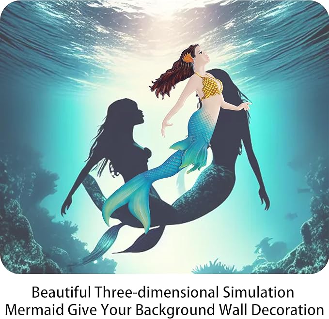 John's Studio Metal Mermaid Sea Wall Decor Outdoor Garden Hanging Art Sculptures Home Ocean Theme Decorations for Kitchen Bathroom and Pool - 14.9Inches