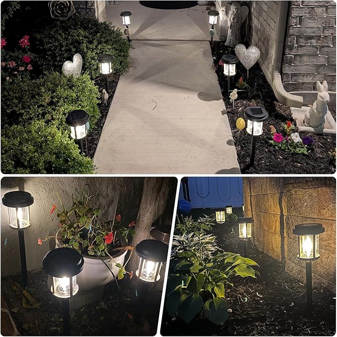 XMCOSY+ Solar Lights Outdoor Waterproof, 20 LM Solar Powered Garden Lights with 2-Tone Black & Grey Metal Design, Solar Pathway Lights for Yard Patio Landscape Walkway Driveway (Black & Grey)