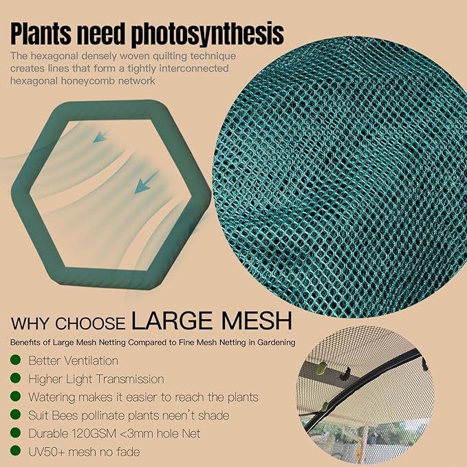 Poray Large Tunnel 8.2'x4' Plant Netting Cover, 6FT Tall Crop Cage Tomato Netting,Pest Guard Cover for Vegetables &Fruits,Durable Gardening Net for Plant and Animal