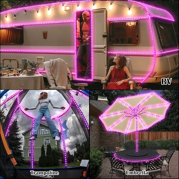 50Ft 600 LED Rope Lights Outdoor, Pink Flexible Tube Light Waterproof Plug in 8 Modes Timer Memory, Permanent String Lights for Tree,Pool, Bedroom, Fence, Garden, Indoor, Outside Decorations