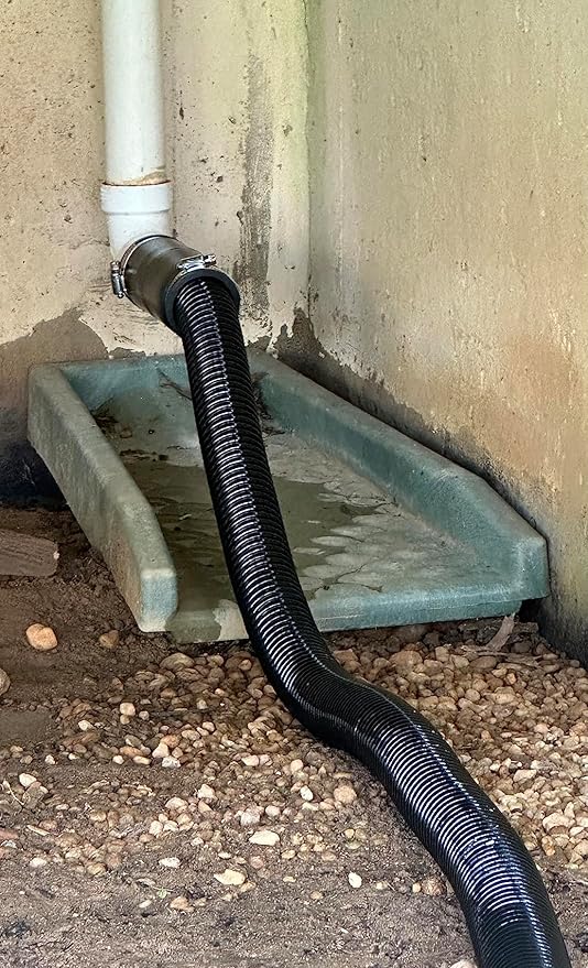 Pond Tubing ID 2” × 20ft Black Corrugated Flexible Reinforced Waterfall Pond Tube Sump Pump Hose, Non-toxic & Kinkproof (20 ft, 2" ID)