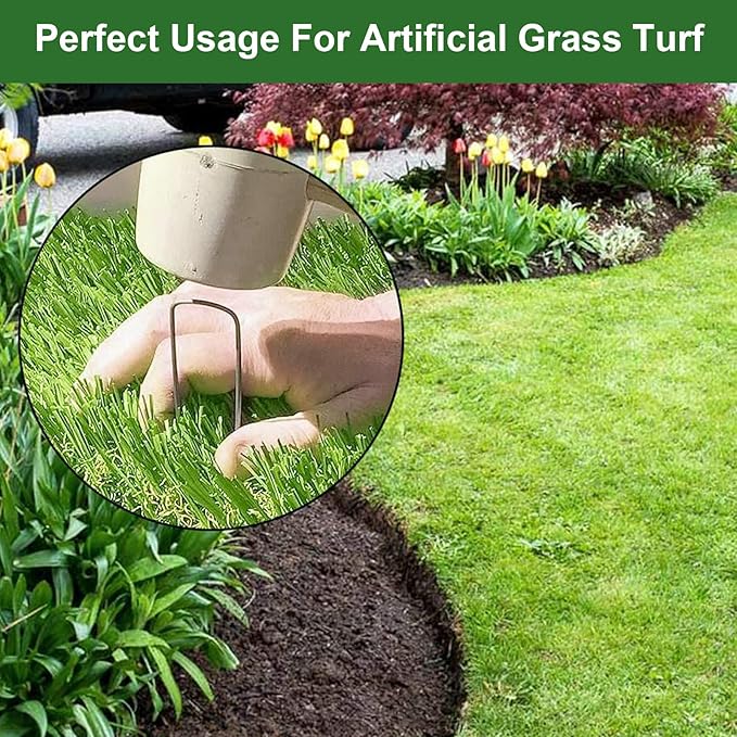 U-Type Turf Staples for Artificial Grass, 6 Inch Garden Stakes Galvanized Landscape Staples, Proof Sod Pins Stakes for Securing Yard Fences Weed Barrier Outdoor Wire Cords Tents Tarps (100 Pcs)