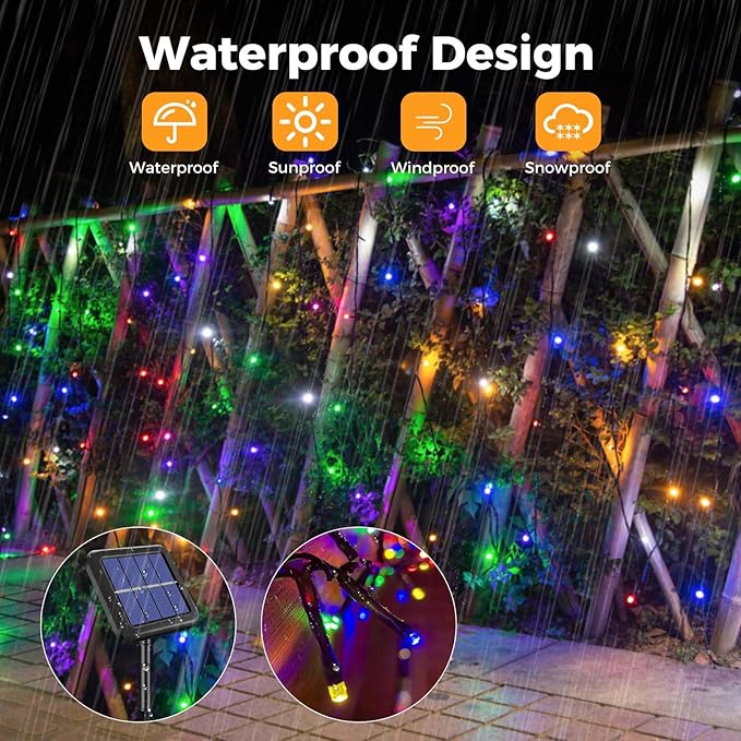 btfarm 4 Pack Solar String Lights Outdoor, Extra Long 480LED 156Ft Solar Christmas Lights Outside Waterproof, 8 Modes Solar Powered Tree Twinkle Light for Garden Yard Patio Party Decoration,Colorful