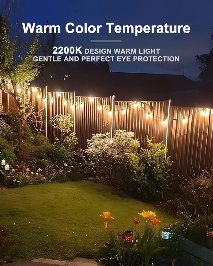 Lightdot 300FT Outdoor String Lights, LED Bistro String Lights with Shatterproof ST38 Vintage Bulbs, 2200K Dimmable, Waterproof Hanging Lights for Porch, Deck, Garden, Backyard, Balcony - ETL Listed