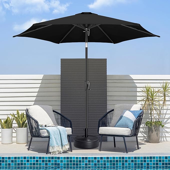 7.5" Outdoor Patio Umbrella - Table Umbrella Waterprool UV Protection, Sombrillas de Patio with Push Button Tilt&Crank, Sun Umbrella for Pool, Porch, Garden, Deck, Backyard(Black)