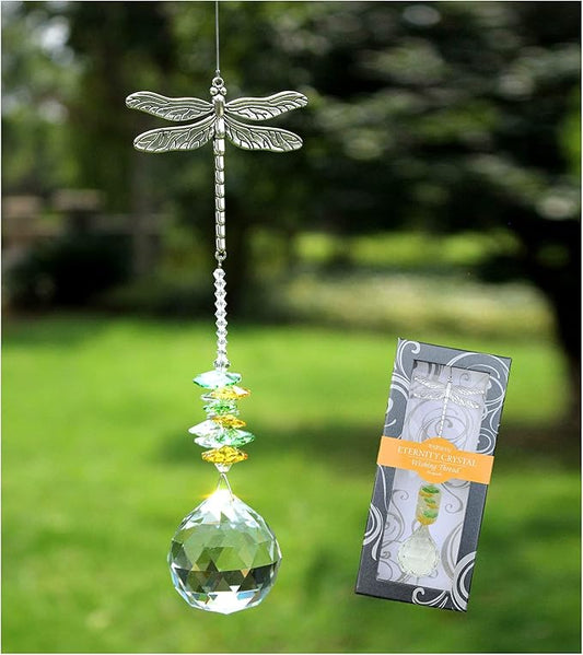 Crystal Garden Suncatcher Hanging Crystals Ornament for Window Rainbow Maker Prisms Home Decor Gift Boxed Sun Catcher Gift Idea for Mom Friends Grandma,Dragonfly