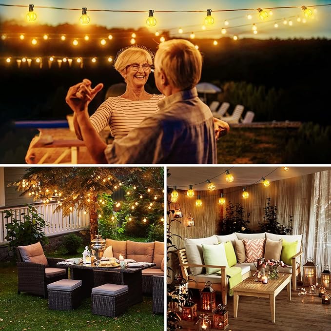 XURISEN Outdoor String Lights, 33FT LED Patio Lights for Outside 15 Shatterproof G40 Globe Bulbs UL Listed IP65 Waterproof Hanging Lighting for Backyard Balcony Bistro Party Decor