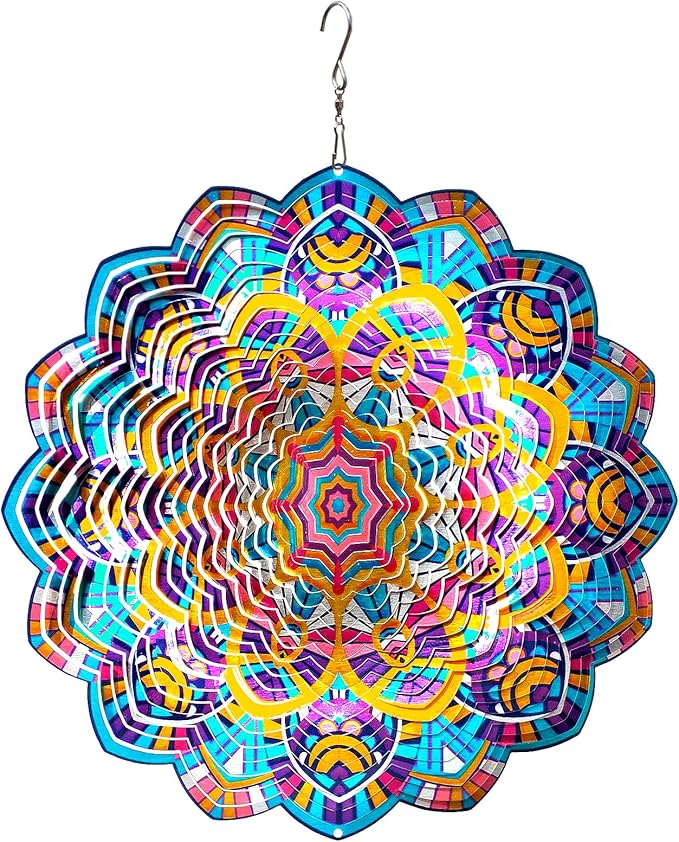 Wind Spinners Mandala Wealth Peacock,3D Wind Spinner for Yard and Garden,12In Christmas Decorations Kinetic Yard Art Outdoor&Indoor Decor Wind Sculpture,Worth Gift for Mother/Father