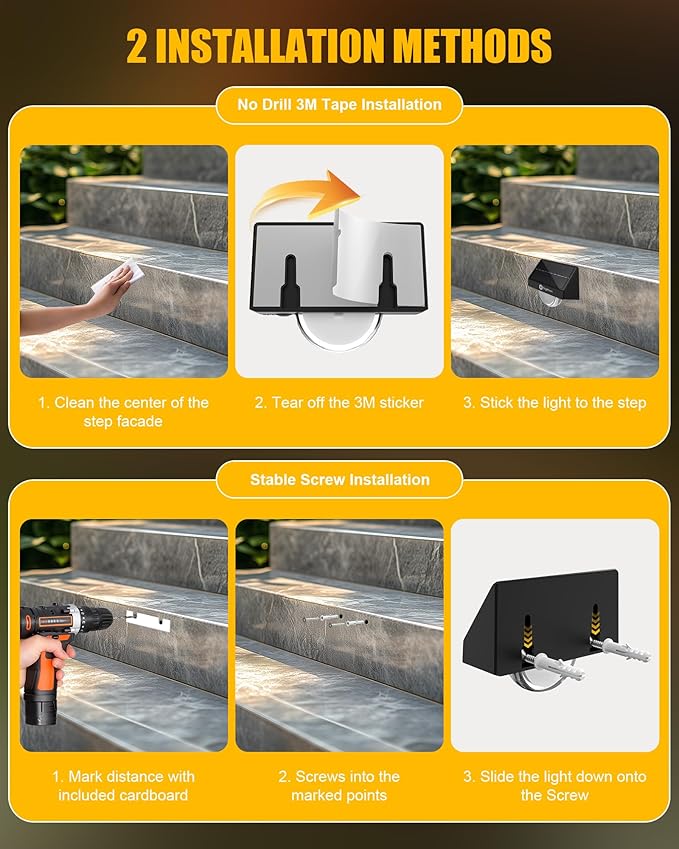 Brightown Solar Step Lights Outdoor Waterproof, 6 Pack Solar Stair Lights for Outside, Multiple Color Modes Step Light Outdoor for Garden Stair, Front Step, Front Porch, Deck, Sidewalk and Patio