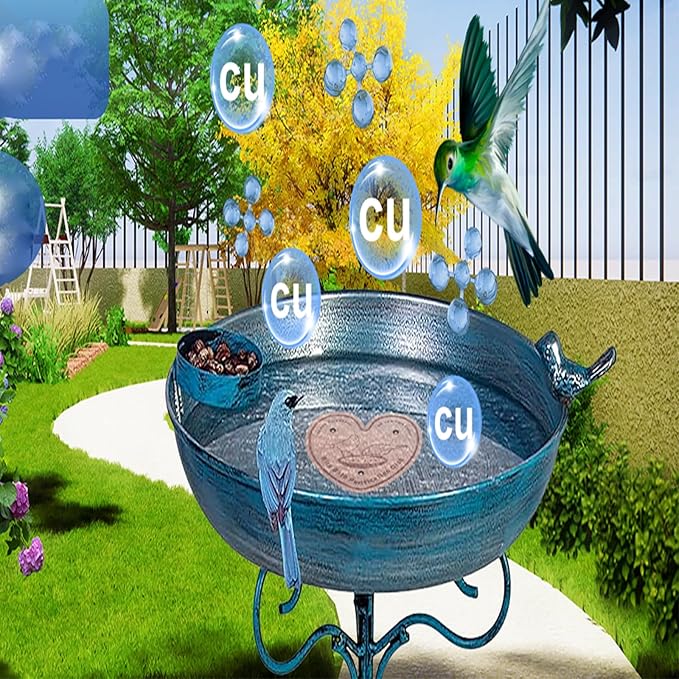3-Pack 99.99% Pure Copper Bird Bath Purification Disk,Copper Disc with Stable Triple-Point Support,Fits All Outdoor Bird Baths(Heart-Shaped)