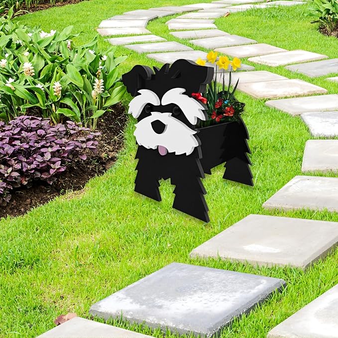 Black Schnauzers Dog Planter Plant Pots,Cute Garden Dog Flower Planter,Large Dog Planters Birthday Gifts for Women,Office,Indoor/Outdoor Decor(9.84 * 10.24 * 15in)