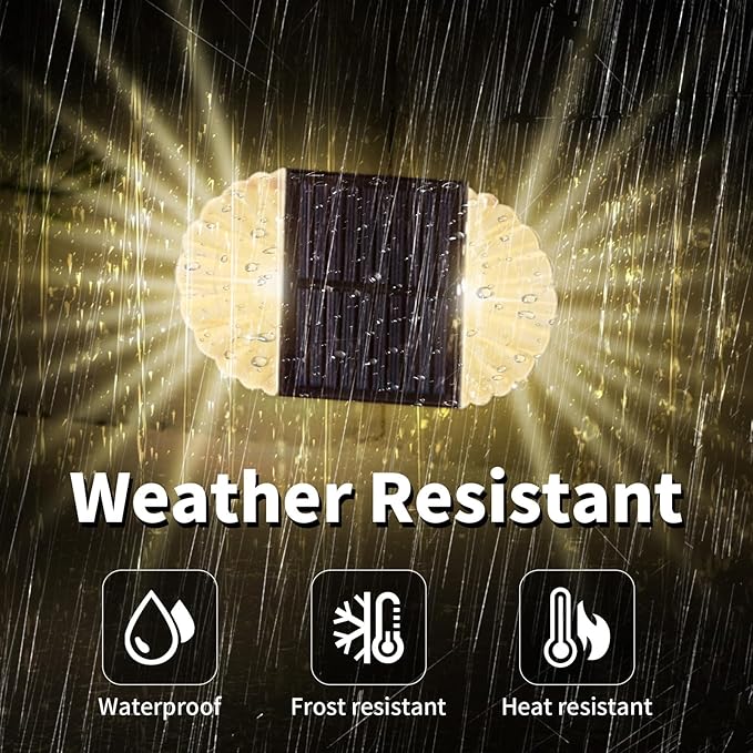 Solar Deck Post Outdoor Lights, 8 Pack Fence Solar Lights, Solar Fence Lights Outdoor Waterproof Led for Garden, Yard, Outdoor Patio Decor, Warm White, S-240