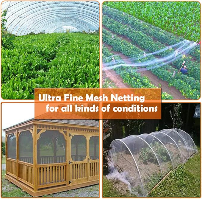 Ultra Fine Garden Mesh Netting, FARAER Plant Covers 8'x24' Garden Netting for Protect Vegetable Plants Fruits Flowers Crops Greenhouse Row Cover Protection Mesh Net Patio Gazebo Screen Barrier Net