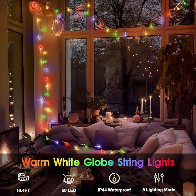 98.4ft 300LED Globe String Lights Outdoor,Crystal Fairy Light IP44 Waterproof Outdoor Hanging Decorative Lights for Home Tent Patio Garden Party Wedding Decor