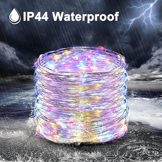 JMEXSUSS 4 Pack Solar Fairy Lights Outdoor, Each 66ft 200 LED Multicolor Fairy Lights Solar Powered 8 Modes, Copper Wire Mini Solar String Lights for Tree Garden Patio Party Christmas Decorations