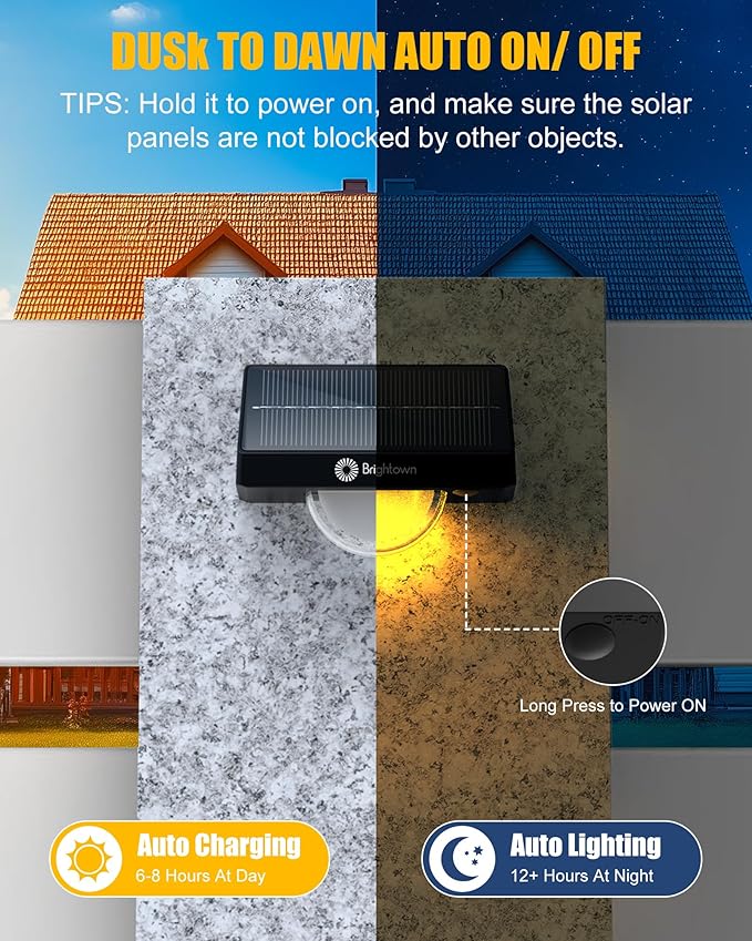 Brightown Solar Stair Lights Outdoor, Solar Step Lights Outdoor Waterproof IP68, Multiple Color Modes Outdoor Step Light for Garden Stair, Front Step, Front Porch, Deck, Sidewalk and Pool