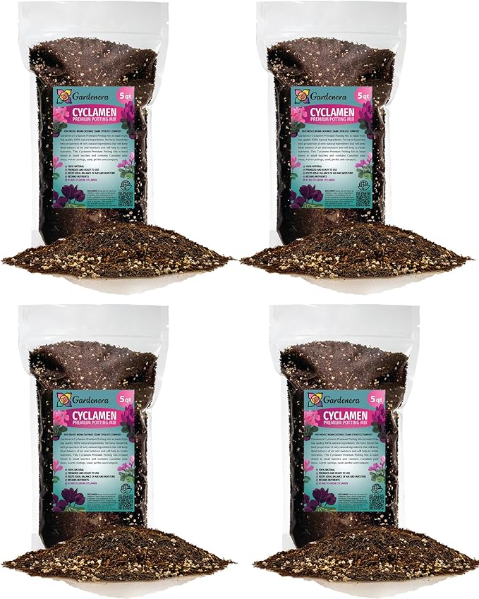 Premium Cyclamen Potting Soil Mix - Perfect Balance of Nutrients, Drainage, and Aeration for Thriving Blooms - 20 Quart
