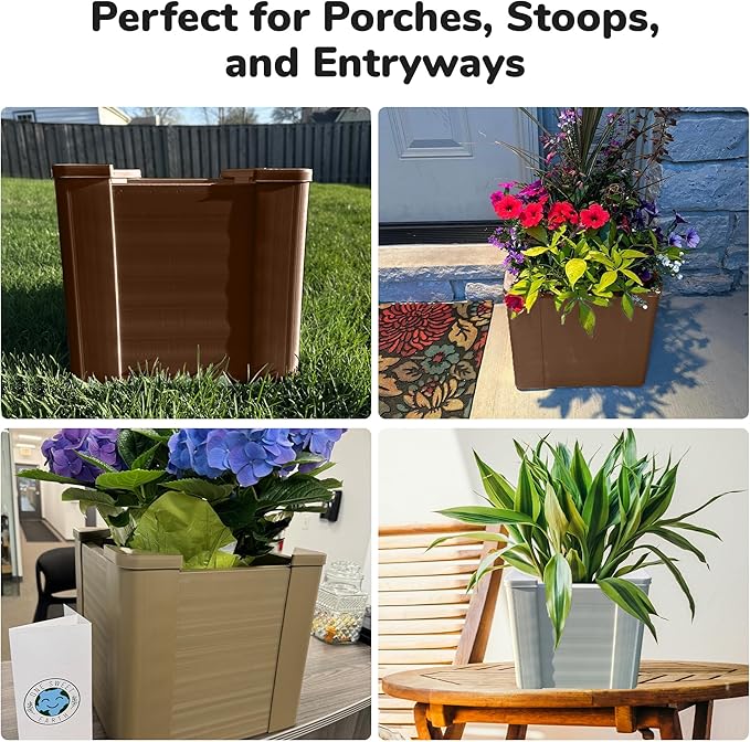 Raised Garden Bed - 1x1 ft Planter Box - Brown HDPE - No Tools Needed - DIY Kit for Urban Gardening, Flowers, Herbs & Vegetables - Made in The USA - 2 Pack
