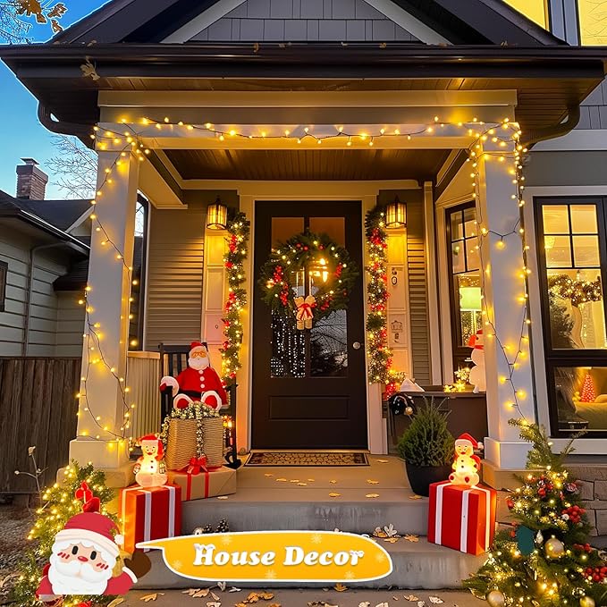 JMEXSUSS 500 LED Christmas Lights Outdoor, 173ft Warm White String Lights for Outside, 8 Modes Plug in Twinkle Light for Holiday Tree Indoor Ceiling House Decorations