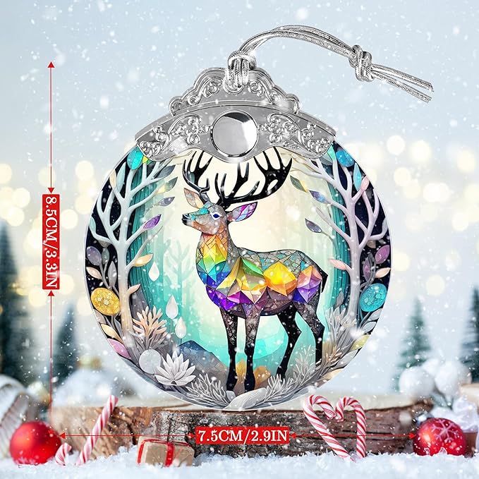 Stained Glass Suncatcher, Jocidea Deer Ornament, Christmas Ornaments, Holidays Ornaments, Christmas Tree Decor, Deer Decor for Home, Deer Gifts