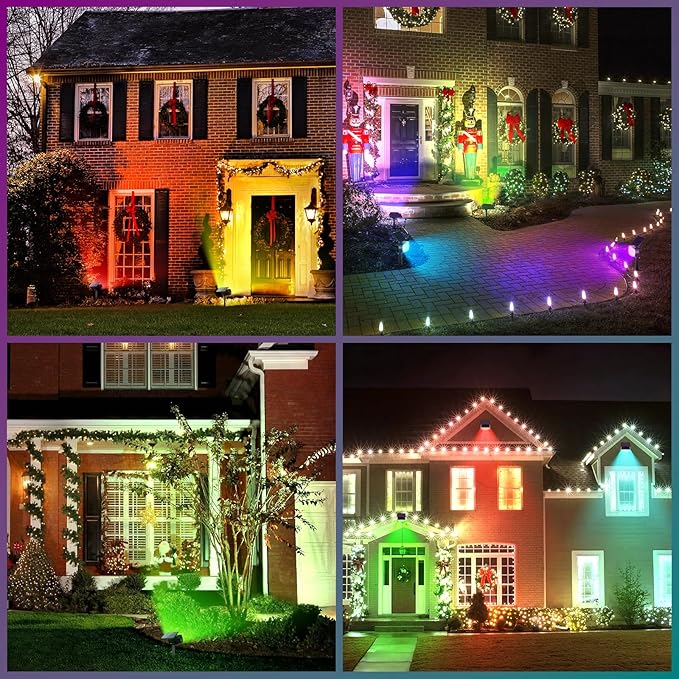 Solar Color Changing Spot Lights Outdoor, IP65 Waterproof Christmas Lights, Multicolor Landscape Spotlights, Large Panel Powered Yard Garden Pathway Light 6 Pack