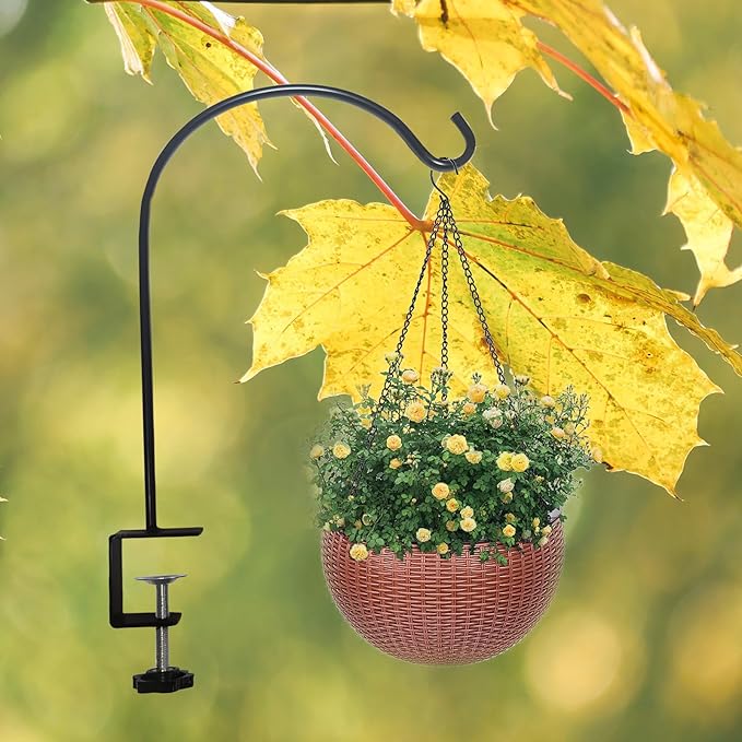 Deck Hook for Railing 4 Pack Deck Bird Feeder Pole with 2.2 Inch Strengthened Clamp for Hanging Bird Feeders, Lanterns, Wind Chimes, Flower and Plant Baskets