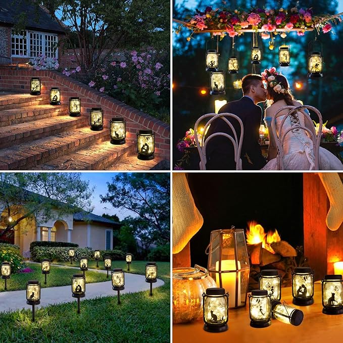Kyoryuger Solar Lanterns Dog Solar Lights Outdoor Gifts for Women Men Dog Lovers Gifts Decorative Hanging Dog Lanterns with Stake for Yard Lawn Garden Decor Waterproof LED Dog Light