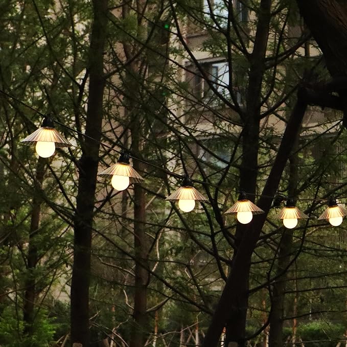 Outdoor LED String Lights 16.4 ft Waterproof Connectable Patio Lights with 10 Bulbs for Backyard Porch Garden Home Holiday Indoor Decoration (Warm White)