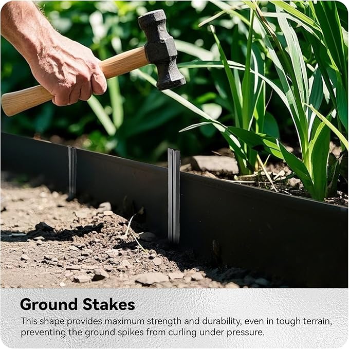Worth Galvanized Steel Landscape Edging 4.5" x100' Metal Garden Edging Roll Flexible Bender Border with 31Pcs Stakes for Lawn, Flower Bed Edges, Black