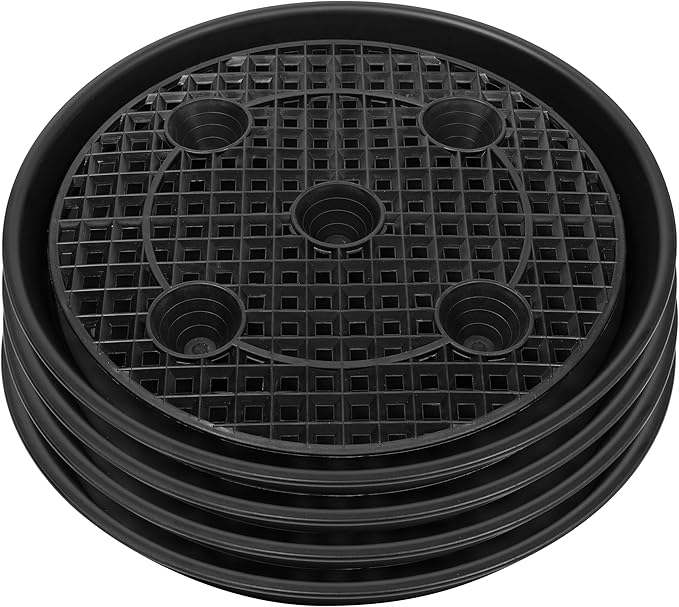 Plastic Plant Saucer Stand,4-Pack 14 inch, Elevated Plant Saucer Self-Watering Fabric Pot Base, Use Nonwoven Grow Bags, Plant Saucers Flower Pot Tray for Indoor-Outdoo and Grow Tents Greenhouses