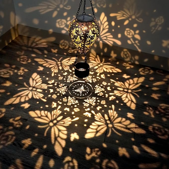 4-Pack Butterfly Decor Hot Air Balloon Solar Lantern – Outdoor Decorative Hanging Light for Garden Yard Patio Porch Lawn and Pathway – Unique Housewarming, Birthday Gift for Women Mom Grandma