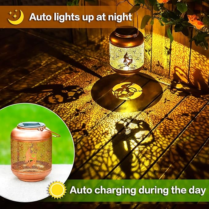 Sloth Solar Lanterns Outdoor Waterproof Hanging Solar Lights Sloth Gifts for Women Men Mom Metal Decorative LED Outdoor Lanterns for Patio, Lawn, Landscape, Garden Decor, Yard Decorations