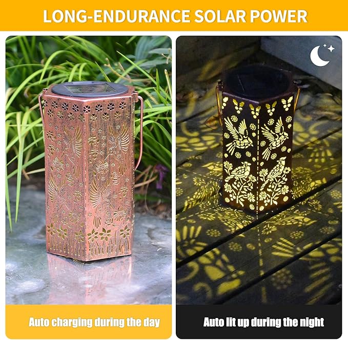 Outdoor Solar Lanterns Cardinal Bird Gift for Women/Mom/Grandma/Sister,Solar Lanterns Outdoor Waterproof Butterfly, Garden Decor,Christmas,Mother's Day,Thanksgiving Gifts,Solar Decoration for Yard