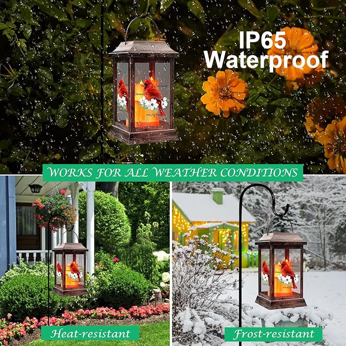 Walk Beside Us Memorial Lantern with Flickering LED Candle, Solar Powered Flameless Lantern, Bereavement Gift Sympathy Gift for Loss of Mom/Dad/Loved One, 2 Pack