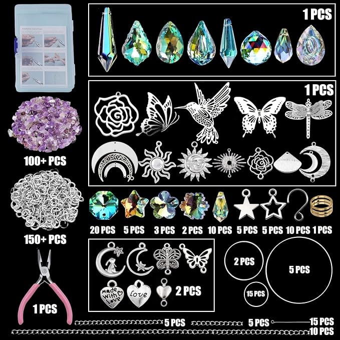 IcosaMro 420PCS Sun Catcher Arts and Crafts for Adults Crystal Suncatcher Crafts Kit for Adults Suncatchers DIY Making Supplies for Indoor Window Hanging, Outdoor Garden Decor Wedding Christmas