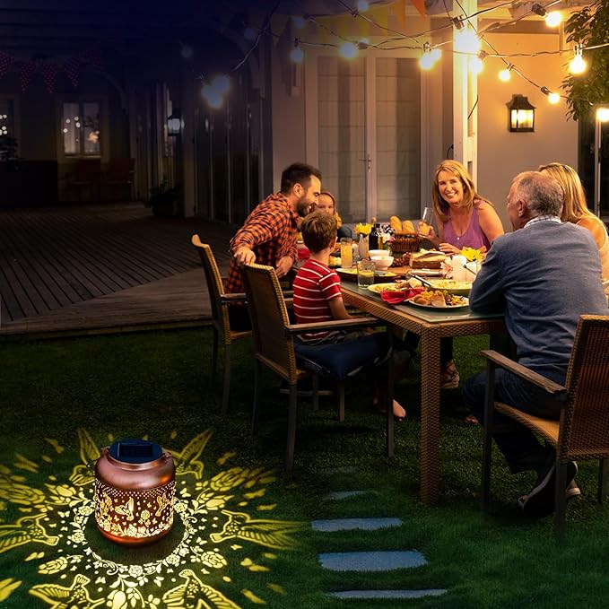 Solar Lanterns Outdoor Waterproof, Hummingbird Solar Lights Outdoor, Garden Decor Hanging Metal Lantern, Garden Lights for Yard/ Patio/Porch/Lawn, Decorative Gifts for Mom/Women