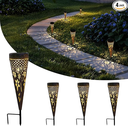 Solar Hummingbirds Garden Stakes Lights 4Pack Outdoor Decorative Lighting for Yard Pathway Patio Decor Lawn Ornament Gifts for Women Mom