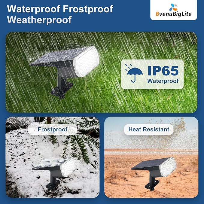 Solar Lights Outdoor Waterproof: IP65 Led Spot Light Decorations for Garden - 3 Lighting Modes Solar Powered for Yard - Dust to Dawn Landscape Lighting Patios Pathway Driveway 6PC White