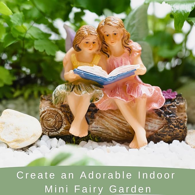 Fairies for Fairy Garden, Fairy Garden Accessories for a Garden - Garden Fairies for a Miniature Fairy Garden - Cute Fairy Garden Fairies, Sitting Sister Fairies