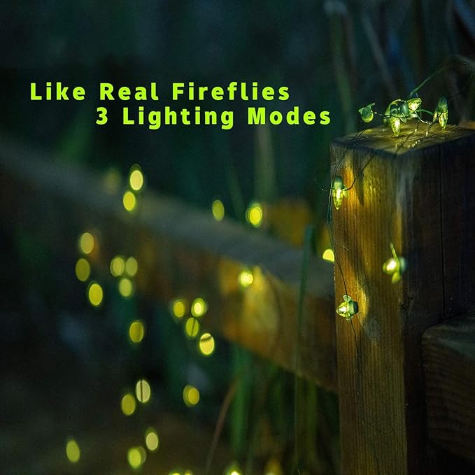ANGMLN Solar Firefly Lights, 30 LED Solar Fireflies Lightning Bugs Fairy String Lights Outdoor Decor 19.6FT Solar Powered String Lights Waterproof for Garden Patio Home Wedding Party Spring Christmas