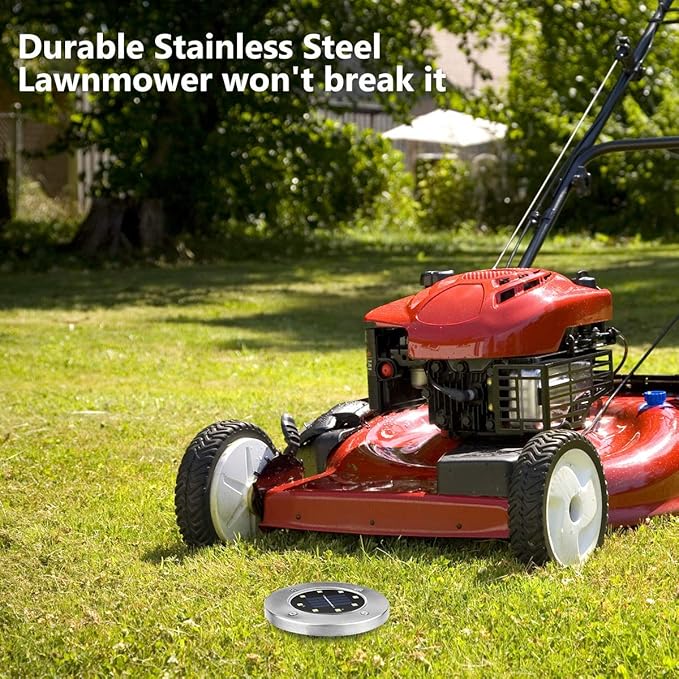 ZGWJ Solar Ground Lights,8 LED Disk Lights Upgraded Outdoor Garden Lights Landscape Lights for Lawn Pathway Yard Deck Patio Walkway White, 8 Pack