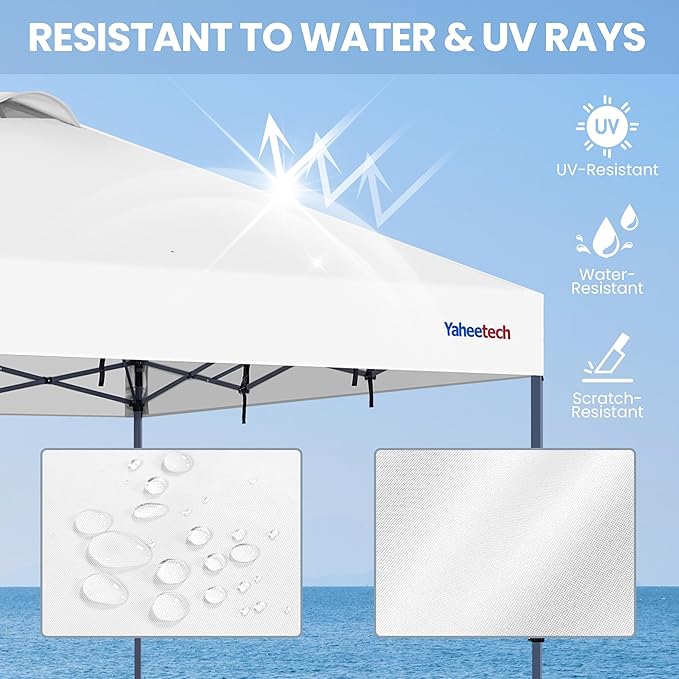 Yaheetech 12x12 Pop-up Canopy Tent w/ 2 Integrated Wheels for Mobility, Waterpoof & Heavy Duty, Instant Sun Shelter with Carry Bag, Weight Bags for Outdoor Camping Beach Patio Parties, White