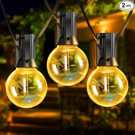 Outdoor String Lights with Dimmer, 2 Pack 35.5FT LED Patio Lights for Outside with 15+1 Shatterproof G40 Globe Bulbs UL Listed IP65 Waterproof Hanging Lighting for Backyard Balcony Bistro Party Decor